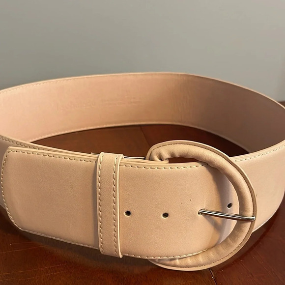LE CHATEAU Nude Peachy Pink Wide Belt Faux Leather 80’s Vibe Size XL - Picture 3 of 9